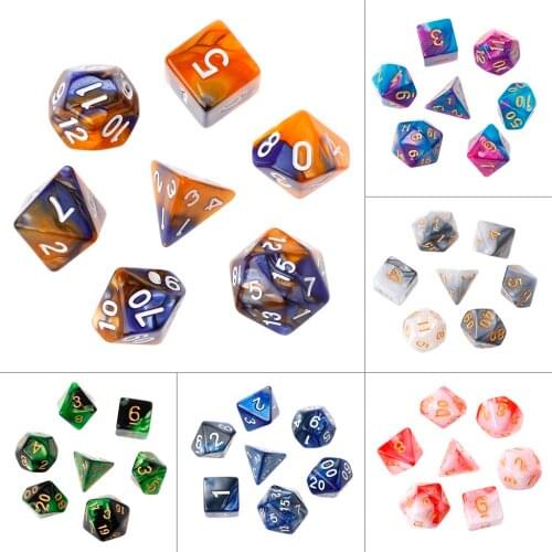 7pcs/Set Acrylic Polyhedral Dice For TRPG Board Game D4-D20