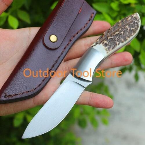 CRK 2840 Straight Pocket Fixed Blade 440J2 Blade G10/ Antlers Handle Outdoor Camping Hunting Survival Tactical Knife EDC