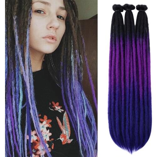 Full Star Handmade Dreadlocks Black Ombre Brown Black Purple Crochet Briads Hair 5-30 Strand Dread Locs Synthetic Hair For Women