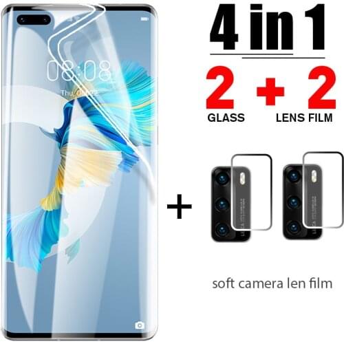 4IN1 Full Cover Hydrogel Film For Huawei P30 P40 P50 Pro Lite Camera Screen Protector Glass For Huawei Mate 40 30 20 Lite Pro