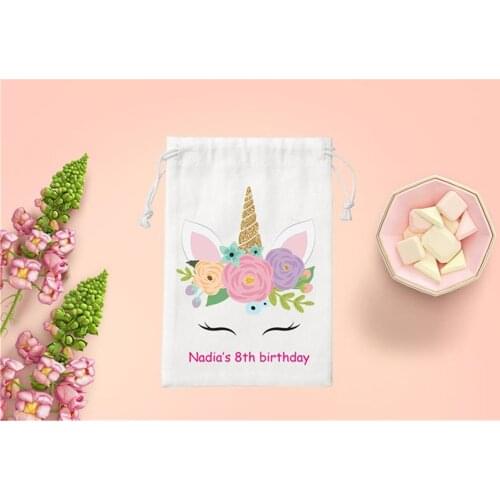 Birthday Favor cotton Bag personalize kids Party Bags custom thank you Welcome Bag Bachelorette canvas Drawstring guest gift bag