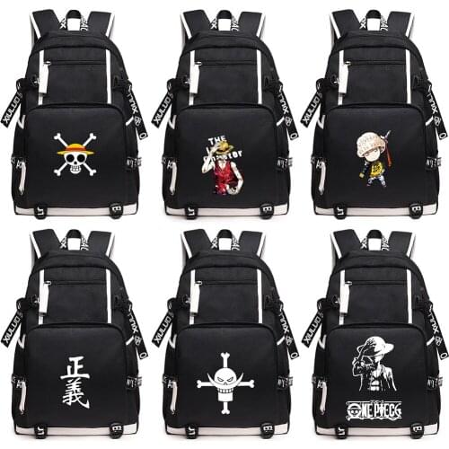 Anime One Piece Luffy Skull Pirate USB Charging Laptop Boy Girl School Bag Women Bagpack Teenagers Canvas Men Backpack