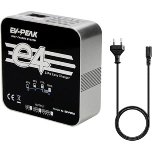 EV-Peak E4 50W 4A AC Input voltage 100V-240V Smart Balance Charger for 2S-4S LiPo Battery Fast Recharge