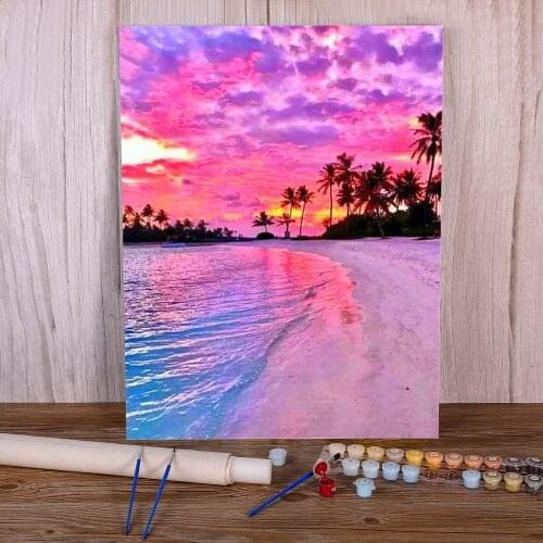 Landscape Seaside DIY Paint By Numbers Kit Oil Paints 40*50 Canvas Pictures Wall Decoration Kids Wall Art Handicraft Drawing