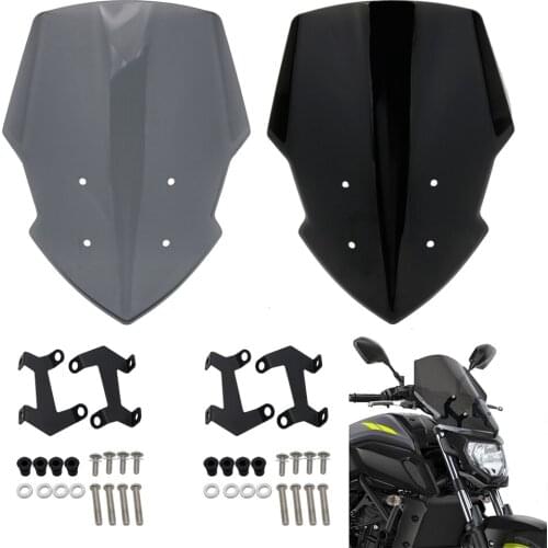 Motorcycle Windscreen Windshield Fly Screen Shield Wind Deflector with Bracket Holder For YAMAHA FZ07 MT-07 2018 2019