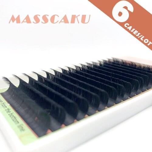 MASSCAKU 6cases/lot Eyelashes Makeup Maquiagem Individual Eyelash 16 Rows Natural Soft Mink volume Lashes Maquillaje Cilios