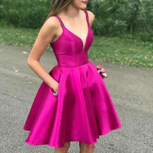 Mini A-line Prom Dresses high quality Spaghetti strap Sleeveless Party Gowns Simple Customers Made Party Dresses