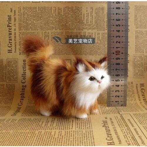 Simulation cat model,polyethylene& yellow& red fur 12x6x12cm lovely cat handicraft toy,prop,home Decoration,Xmas gift b3687