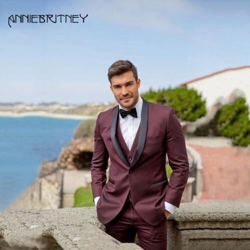 Latest Coat Pant Designs 2018 Burgundy Wedding Suits for Men Custom Made Royal Blue Groom Tuxedo Best Man Blazer Jacket 3 Piece