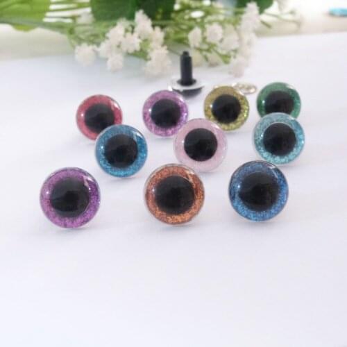 60pcs--13.5/15/16.5/18mm smooth stem clear glitter toy eyes +glitter Nonwovens + meteal washer for diy wool felt-size option