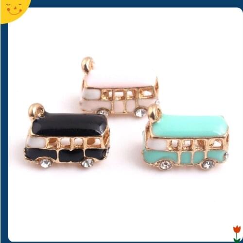 OYKZA Mix Colorful Alloy Enamel School Bus Charms Pendants for Bracelet Keychain Necklace DIY Jewelry 11x19mm 30pcs a lot