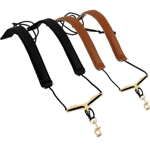 Sax Double Shoulder Strap Adjustable Saxophone Neck Strap with Leather for Sax Bass/Tenor/Alto/Baritone/Soprano Clarinets Parts