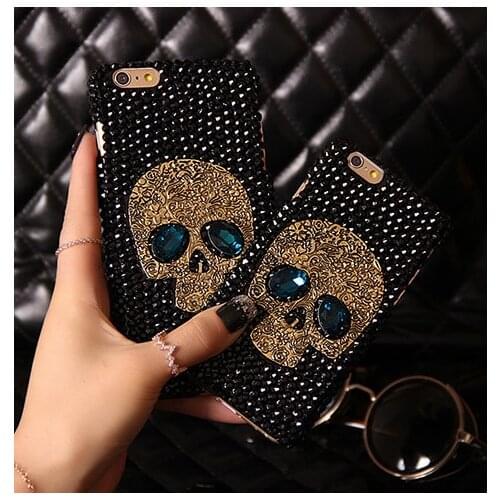 Luxury Diamond Case For Samsung Galaxy S10 S20 FE Plus S21 Ultra S9 S8 Plus S10E Note 20 10 9 8 A52 A72 Skull Punk Bling Covers