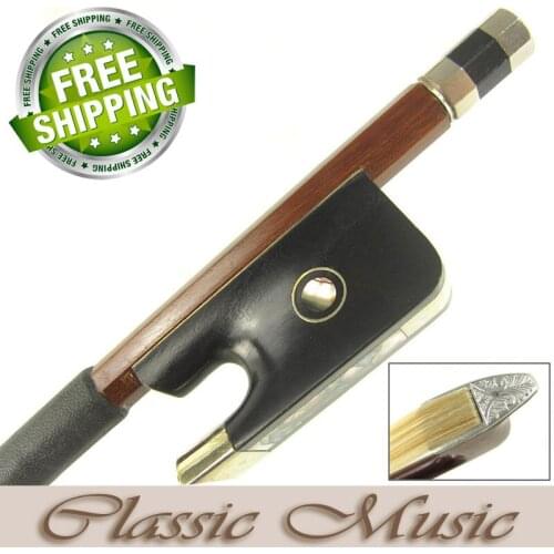 SILVER Pernambuco Viola Bow with Crafted Silver Tip(4/4), Good Mongolian Horse Hair