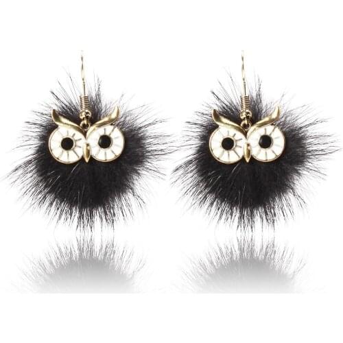 Owl Earrings In Drop Earrings Pom Pom Drop Oil Owl Earrings Fashion Jewelry Cute For Mothers Day Gift Winter 2019