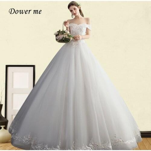 Wedding Dresses Off The Shoulder GR735 Plus Size Wedding Dress Embroidery Appliques Bridal Gowns Boat Neck Vestidos De Novia