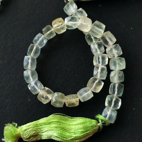 Loose beads green prehnite faceted 5-6mm square faceted 20cm for DIY jewelry making FPPJ wholesale beads nature gem stone