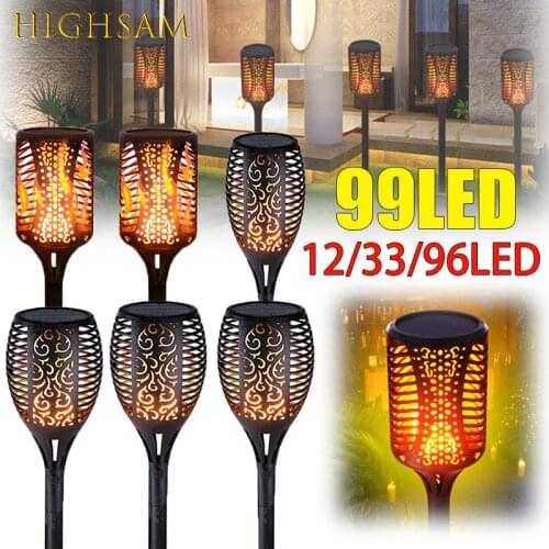 Solar LED Light Outdoor Warm Light Garden Pathway Flame Torch Lamp Flickering Landscape Lawn Lamp Holiday Lighting Decoration