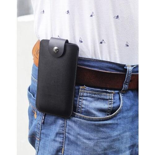 Hanging neck Hanging belt waistband phone Universal holster Straight leather case retro pouch FOR ZTE Axon M pouch AxonM