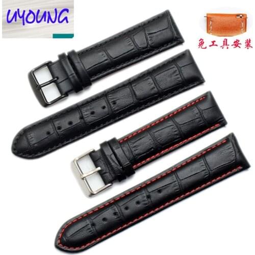 UYOUNGwatchband Fossil fossil leather strap 22MM dark brown leather watch with crocs tattoo quick removal