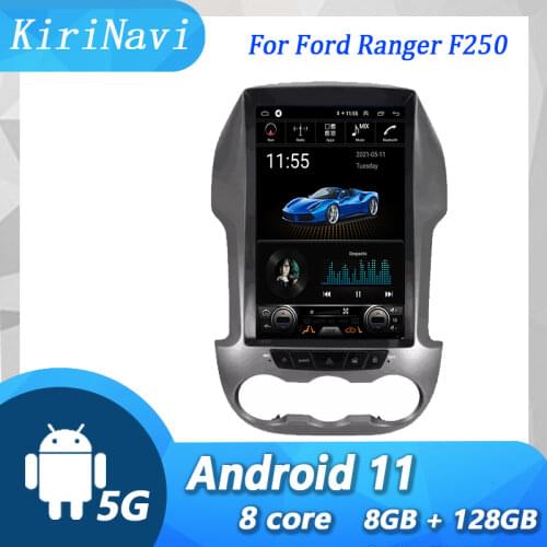 KiriNavi Telsa Style Vertical Screen 12.1" Android 9.0 Car Radio Automotivo For Ford Ranger F250 Car DVD Player stereo 2012-2015