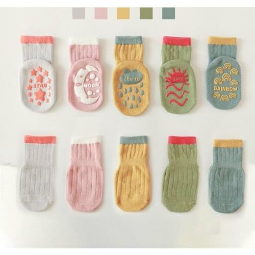 Spring Autumn Baby Floor Socks Cartoon Weather Socks Non-slip Toddler Socks Boys Girls Breathable Cotton Socks Baby Short Socks