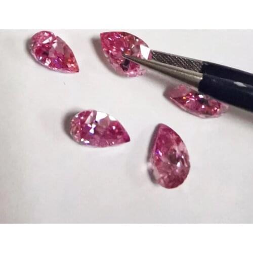 Wuzhou Gems Pear Cut Pink Moissanites High Quality Fancy Shape Moissanites Diamonds 5x8mm 6x8mm Pink Moissanites