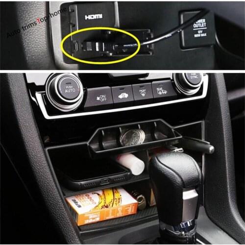 Yimaautotrims For Honda Civic 2016 - 2020 Upgraded Version Middle Control Storage Pallet Container Coin Multi-grid Box Cover Kit