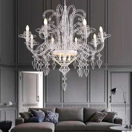 Baroque Black White Iron Designer Hanging Lamps Lustre LED Chandelier Lighting Suspension Luminaire Lampen For Foyer