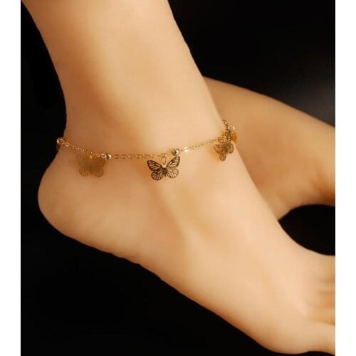 Fashion Handmade Chain Hollow Butterfly Pendant Anklet For Women New Beach Anklet Designer design