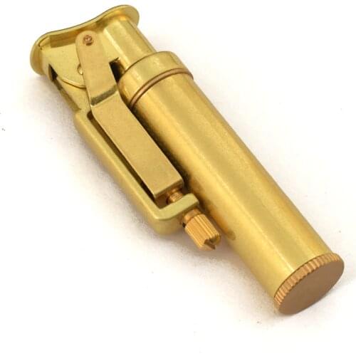 Retro Zinc Alloy Golden Gasoline Lighter Transparent Oil Tank Cigarette Lighter 76*25*15MM