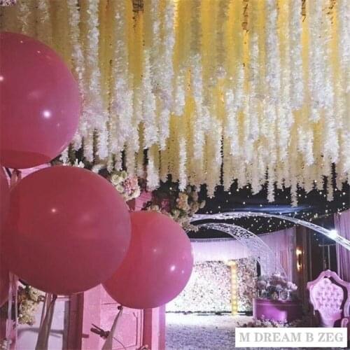 10pcs 1m Artificial Flower String Wisteria 20 Colors Silk Hydrangea Vine Rattan Home Party Wedding Centerpieces Decorations