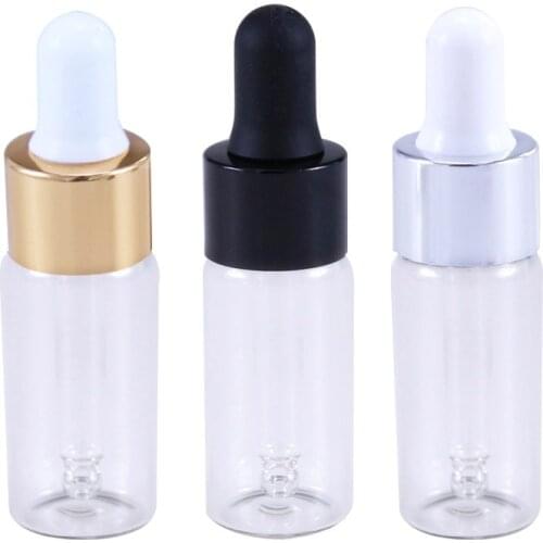 10pcs/lot 5/10/15/20ml Clear Glass Dropper Bottle With Black Lid Portable Glass Eye Dropper Aromatherapy Esstenial Oil Bottle