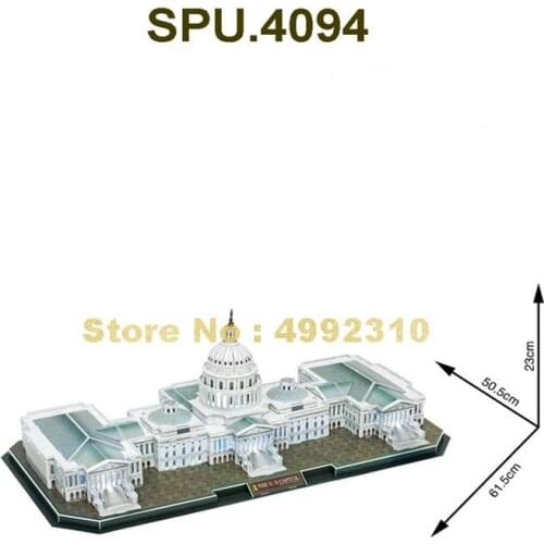 149pcs Us World Famous Architecture Capitol Hill With Led Light 3d Paper Puzzle Toy