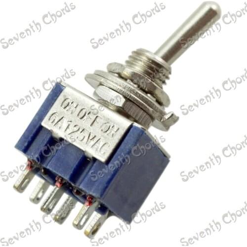 2 Pcs 6 Pin ON-OFF-ON 6A 125VAC Mini 3 Way Toggle Switch for Electric Guitar Bass / Guitar Control Mini Switches Selector