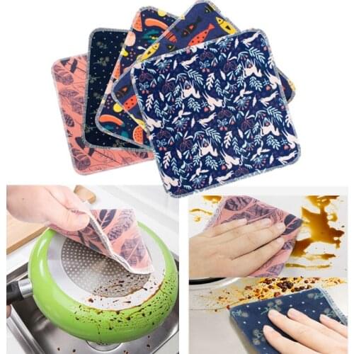 5pcs Cleaning Towel Washing Dish Cloth Efficient Microfiber Wiping Rags Anti-grease Super Absorbent Home Kitchen Tools Supplies