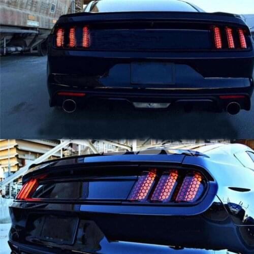 6Pcs Rear Tail Light Lamp Honeycomb Stickers Car Decal Black for Ford Mustang 2015-2017 Car Decor Car Sticker Car Accessories