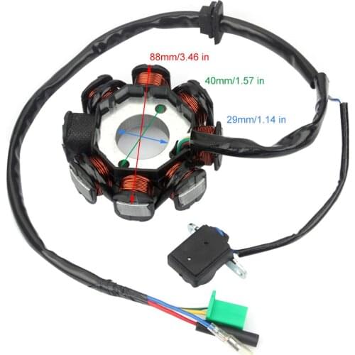 DC Ignition Stator Magneto Coil Generator 8 Poles for GY6 50CC 80cc 8 Pole Chinese Scooter Moped ATV Quad Pocket Bike