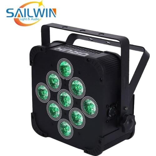 Promotion High Qualtiy 9*15W 5in1 RGBAW Battery Operated Wireless LED Flat Par Light LED Slim Par Can With Long Life Battery