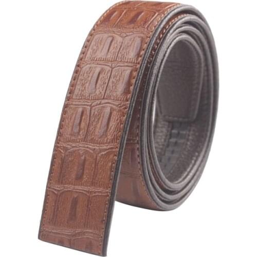 2PCS Crocodile Pattern Automatic Strap Leather Belt 3.5cm Without Buckle