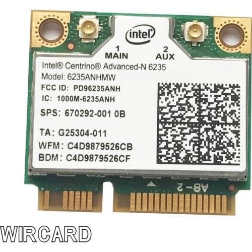WIRCARD Laptop wireless lan card for Intel Centrino Advanced-N 6235 6235ANHMW 300 Mbps WIFI card Bluetooth 4.0 Half MINI PCIe