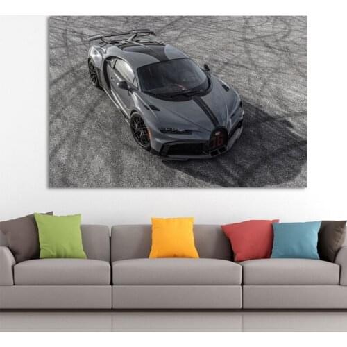 Bugatti Chiron Pur Sportscar Silver Car Posters Home Decor Wall Art Canvas Printed Room Decoration