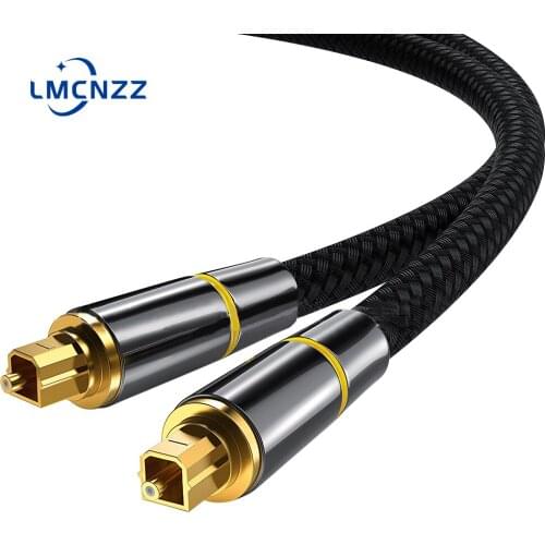 Digital Optical Audio Cable 24K Gold-Plated Speaker Cable Connector Braided Mesh Suitable for Ps3/4 X Box Tv Blu-Ray Player