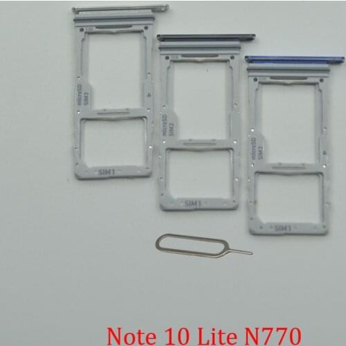 Sim Tray SD Card Holder For Samsung Galaxy Note 10 Lite Plus Original Phone New Housing SIM Chip Card Adapter Slot + Pin