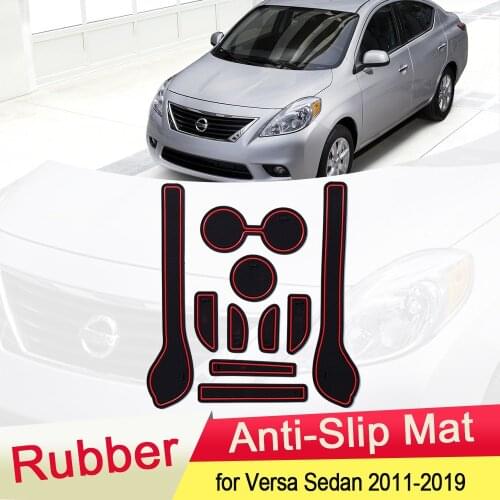 For Nissan Versa Sedan N17 Almera Sunny Latio 2011~2019 Rubber Anti-slip Mat Door Groove Cup Phone Pad Gate Slot Car Accessories