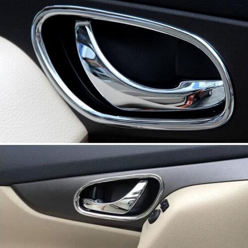 For Nissan X-Trail 2008-2012 2013-2015 2016 ABS Chrome Inner Door Handle Bowl Cover Decoration Ring Trim Car Styling Accessories