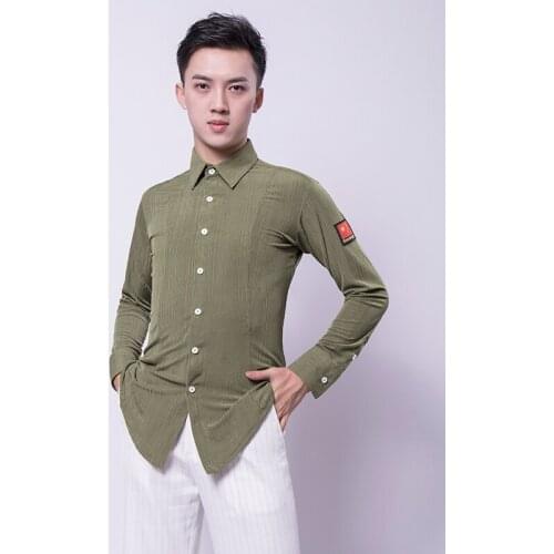 H2613 Men Latin Dance Top Male National Standard Modern Dance Performance Practice Shirt Samba Rumba Tango Competition Costumes