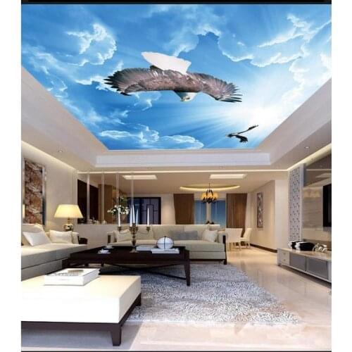 Customized photo wallpaper 3d ceiling murals Sky blue sky white clouds eagle european ceiling background wall papers home decor