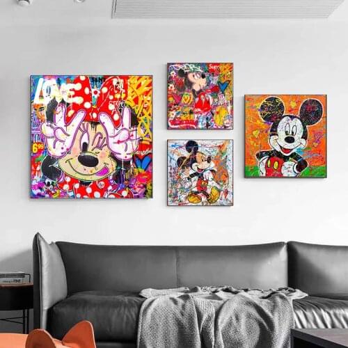 5D Diamond Painting Graffiti Street Art Disney Mickey Mouse Painting Wall Art Pictures for Kids Room Decoration