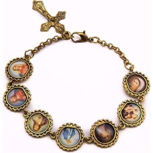 Catholic Trend Heart of Jesus Bracelet Crucifixion Statue Lobster clasp Bracelet Christmas Present Catholic Gifts Virgin Mary